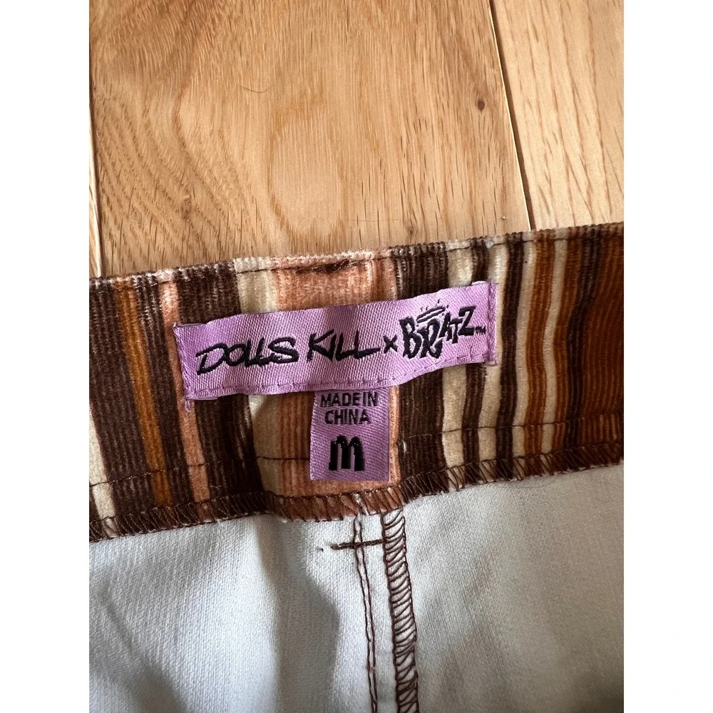 Dolls Kill x Bratz Striped Brown Corduroy Bootcut Pants High Rise Womens Size M - Picture 2 of 12